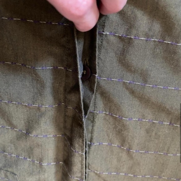 Striped‎ Short Sleeve Button Up Shirt Multi Stitch Knit Retro Mens Large Casual - Picture 7 of 7